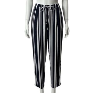 Zara Navy and White Striped‎ Cropped Pants